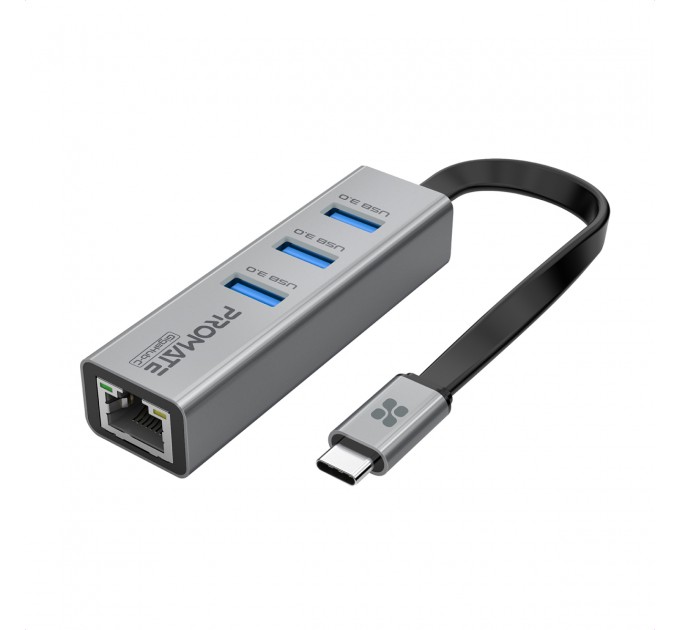 Promate Концентратор USB Promate GigaHub USB-C Grey (gigahub-c.grey)