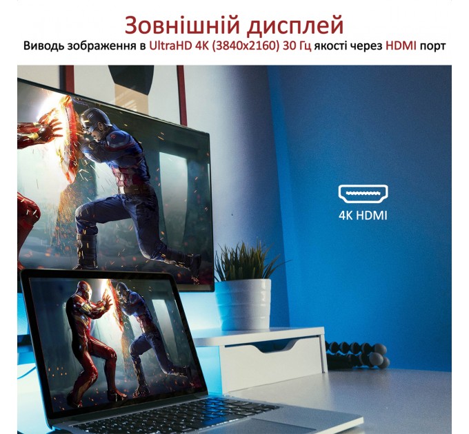 Promate Концентратор USB Promate PrimeHub USB-C Grey (primehub-go.grey)