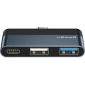Usams Концентратор USB Type-C Usams US-SJ490 Mini HUB Black (SJ490HUB01)