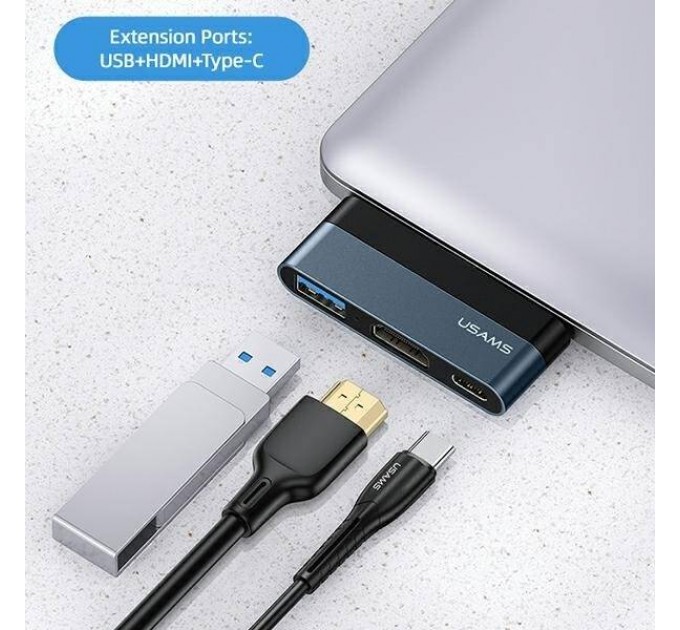 Usams Концентратор USB Type-C Usams US-SJ492 Mini HUB Black (SJ492HUB01)