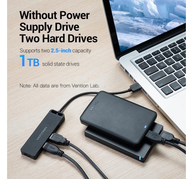 Vention Концентратор Vention 4-Port с micro USB питанием 0.15M Black (CHLBB)