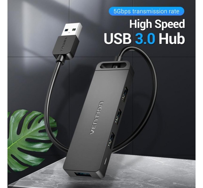 Vention Концентратор Vention 4-Port с micro USB питанием 0.15M Black (CHLBB)
