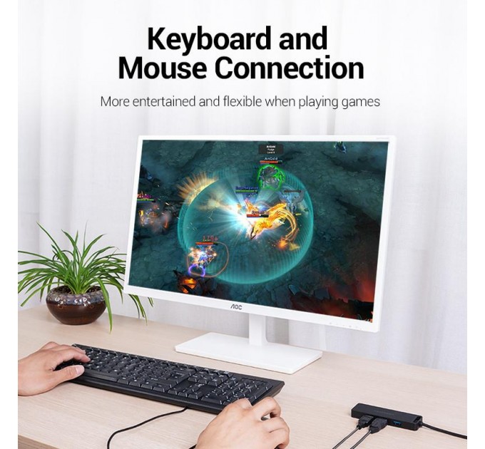 Vention Концентратор Vention 4-Port с micro USB питанием 0.15M Black (CHLBB)