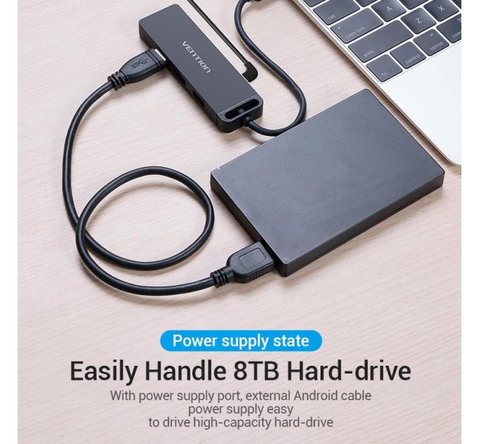 Vention Концентратор Vention 4-Port с micro USB питанием 0.15M Black (TGKBB)