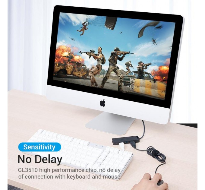 Vention Концентратор Vention 4-Port с micro USB питанием 0.15M Black (TGKBB)