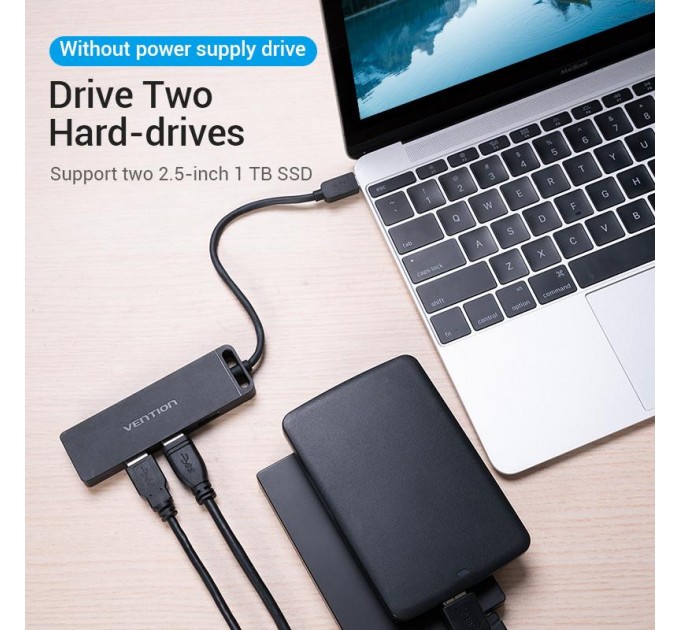 Vention Концентратор Vention 4-Port с micro USB питанием 0.15M Black (TGKBB)