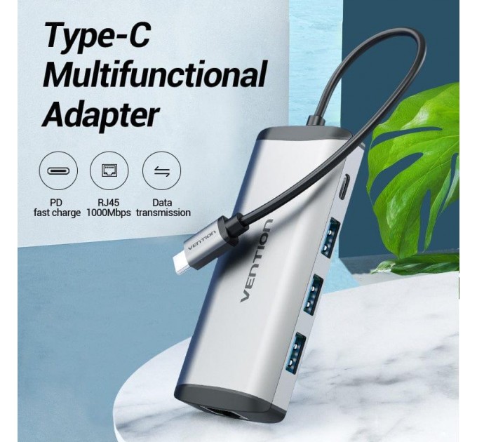 Vention Концентратор Vention USB-C 3-Port, RJ-45, PD, 0.15 m (TGDHB)