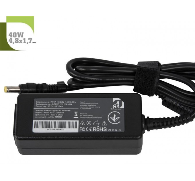 1StCharger Блок живлення 1StCharger для ноутбука Asus 19V 40W 2.1A 4.8х1.7мм + каб.живл. (AC1STAS40WD3)