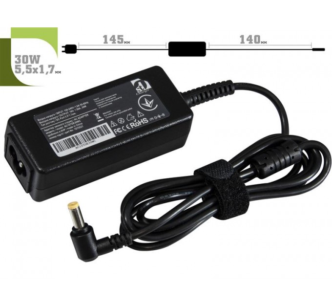 1StCharger Блок живлення 1StCharger для ноутбука Dell 19V 30W 1.58A 5.5х1.7мм + каб.живл. (AC1STDE30WC)
