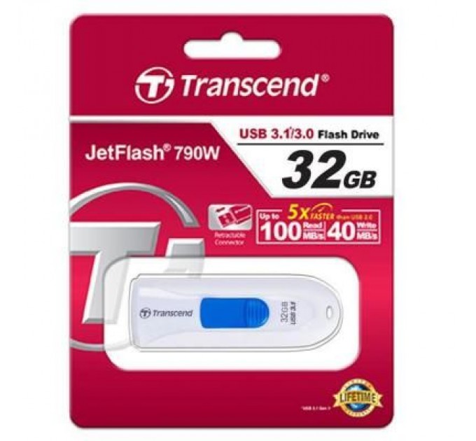 Transcend USB флеш накопичувач Transcend 32GB JetFlash 790 USB 3.1 (TS32GJF790W)