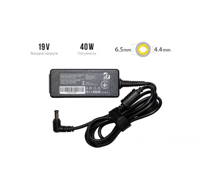 1StCharger Блок живлення 1StCharger для ноутбука LG 19V 40W 2.1A 6.5x4.4 + каб.живл. (AC1STLG40WA)