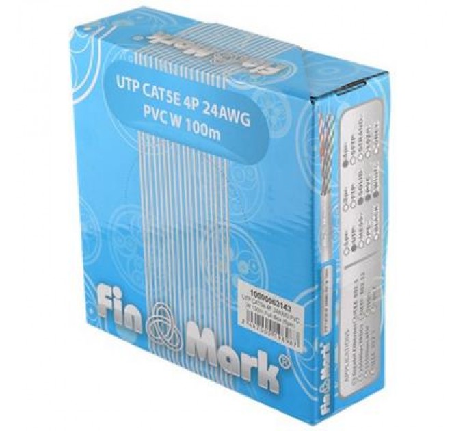 FinMark Кабель мережевий FinMark UTP 100м CAT5e 4P 24AWG PVC W Pull Box (163143)