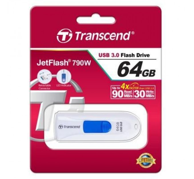 Transcend USB флеш накопичувач Transcend 64GB JetFlash 790 USB 3.0 (TS64GJF790W)