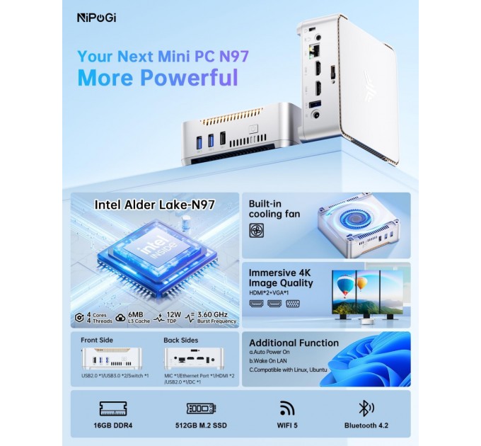 NiPoGi Неттоп NiPoGi GK3 Plus (791684817397)