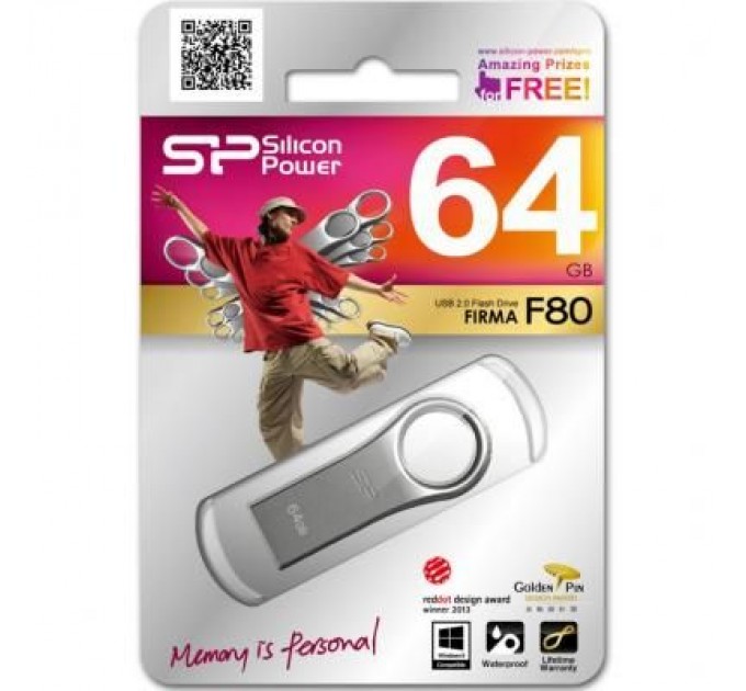 Silicon Power USB флеш накопичувач Silicon Power 64GB Firma F80 Silver USB 2.0 (SP064GBUF2F80V1S)