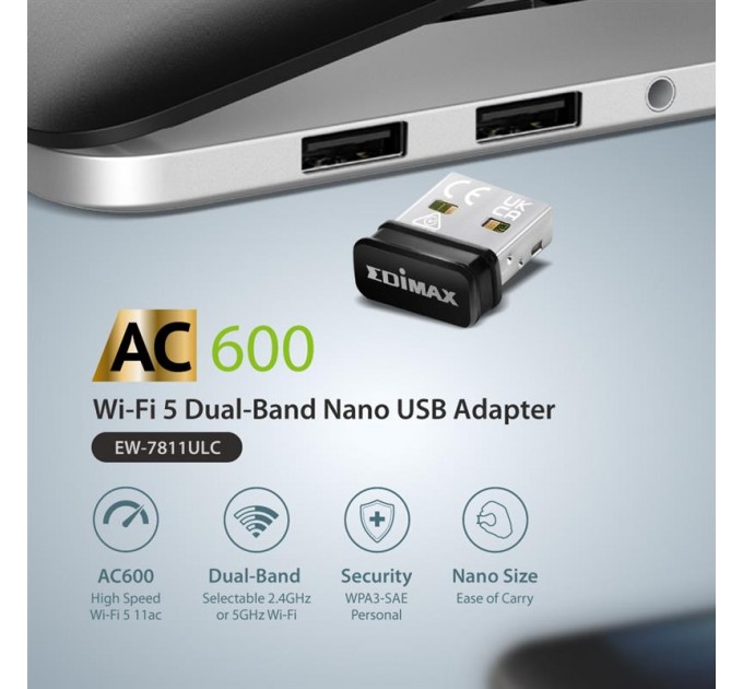 Edimax Беспроводной адаптер Edimax EW-7811ULC (AC600, nano)