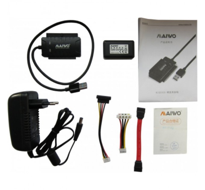 Maiwo Адаптер Maiwo USB 3.0 to 2.5/3.5'' IDE/SATA HDD/SSD, 5.25'' CD-R, PA 2V/2A (K132U3IS)