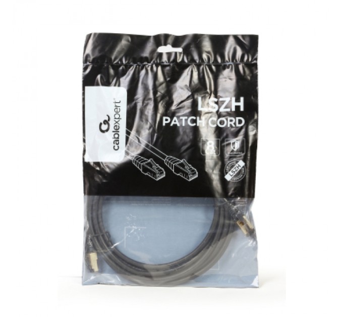 Cablexpert Патч-корд 2м, S/FTP, cat 8, литий, 50u", CU, AWG 27, LSZH, black Cablexpert (PP8-LSZHCU-BK-2M)