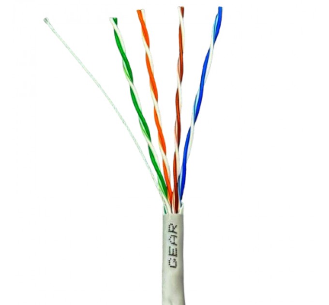 GEAR Кабель мережевий GEAR UTP 100м, cat.5e, CCA(25), 4*2*0,51, PVC, indoor, grey (GEC-UTPCCA25051100)