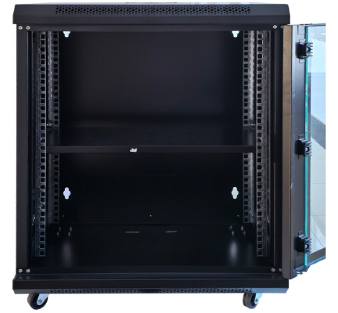 GEAR Шафа настінна GEAR 12U 19'' 600x600x600 мм, + полка 19", black (GWMSN-12U-600-600)
