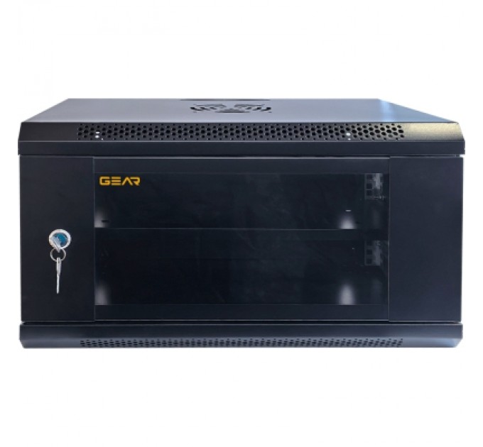 GEAR Шафа настінна GEAR 6U 19'' 600x600x300 мм, + полка 19", black (GWMSN-6U-600-600)