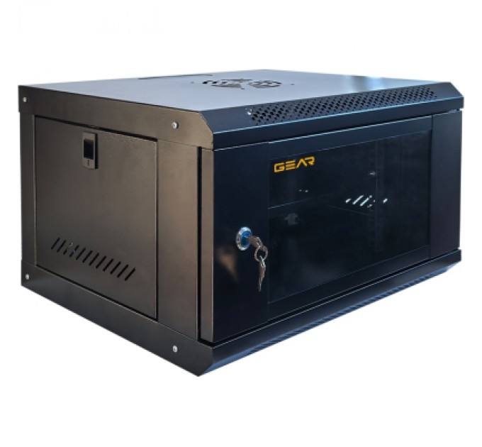 GEAR Шафа настінна GEAR 6U 19'' 600x600x300 мм, + полка 19", black (GWMSN-6U-600-600)