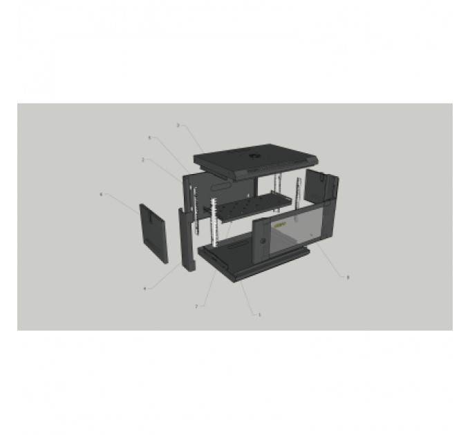 GEAR Шафа настінна GEAR 9U 19'' 600x600x450 мм, + полка 19", black (GWMSN-9U-600-600)