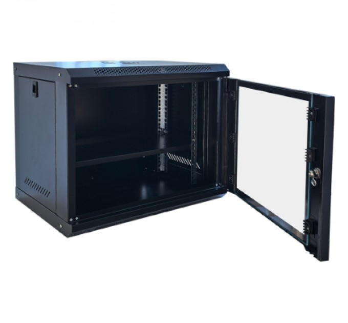 GEAR Шафа настінна GEAR 9U 19'' 600x600x450 мм, + полка 19", black (GWMSN-9U-600-600)