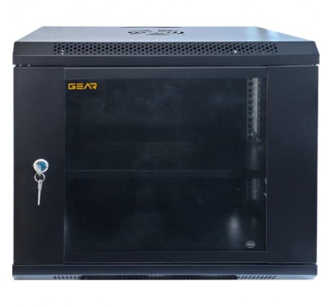 GEAR Шафа настінна GEAR 9U 19'' 600x600x450 мм, + полка 19", black (GWMSN-9U-600-600)