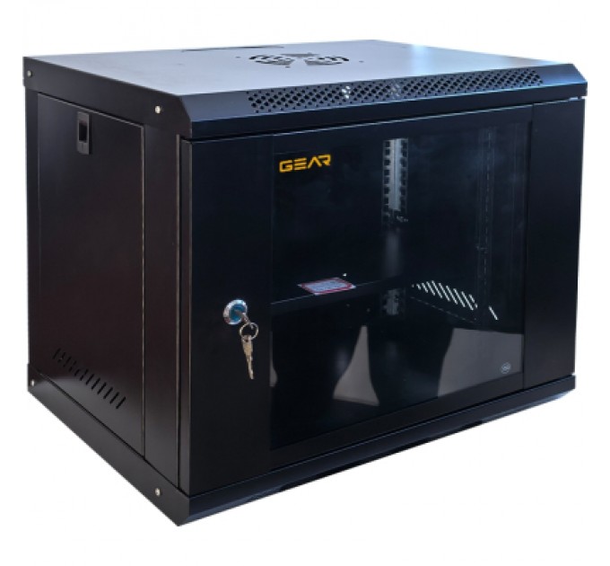 GEAR Шафа настінна GEAR 9U 19'' 600x600x450 мм, + полка 19", black (GWMSN-9U-600-600)