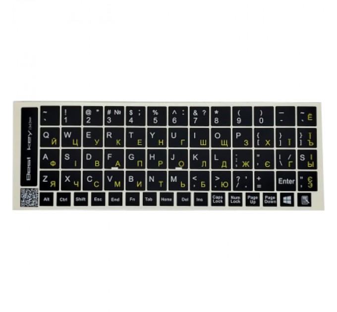 BestKey Наклейка на клавіатуру BestKey непрозора чорна, 68, жовтий (BK13YEL/022)