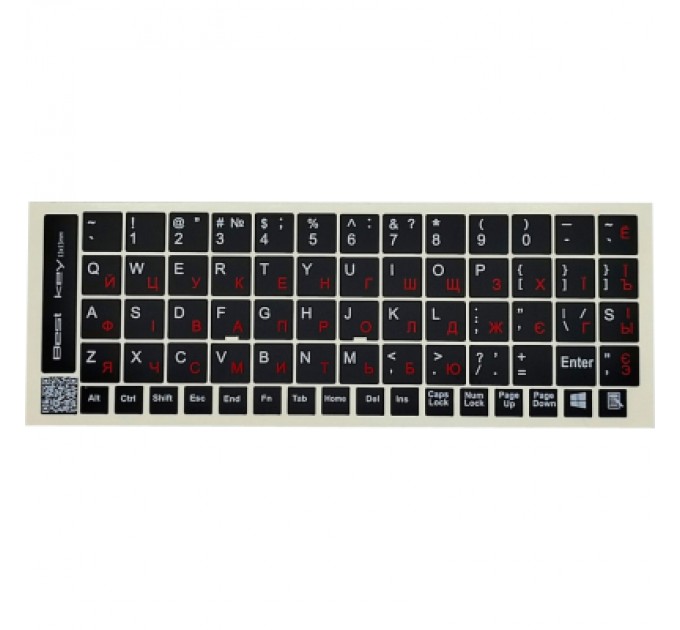 BestKey Наклейка на клавіатуру BestKey непрозора чорна, 68, червоний (BK13RED/025)