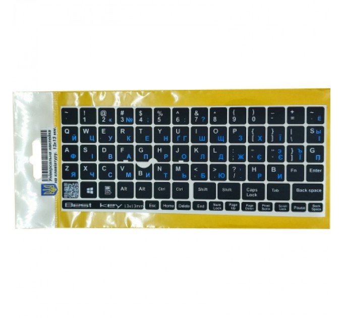 BestKey Наклейка на клавіатуру BestKey непрозора чорна, 76, синій (BKU13BLU/013)