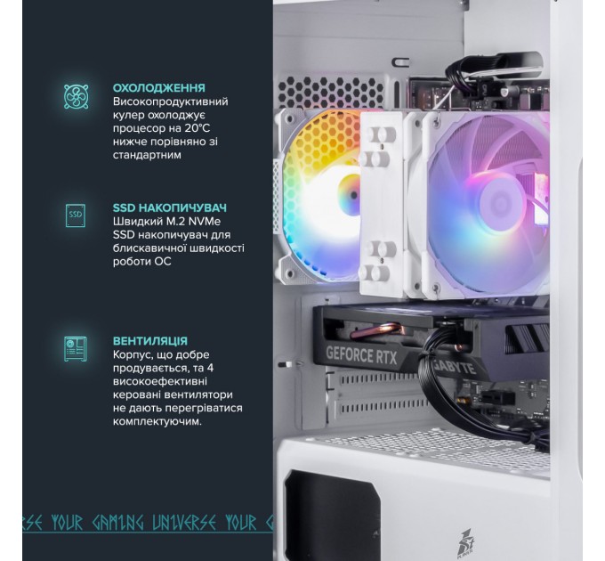 ASGARD Персональный компьютер ASGARD (I124F.16.S10.26S.1044); Intel Core i5-12400F (2.5 - 4.4 ГГц) / ОЗУ 16 ГБ / SSD 1 ТБ / NVIDIA GeForce RTX 4060 8 ГБ / без ОП / LAN / Wi-Fi / Bluetooth / Ubuntu / белый