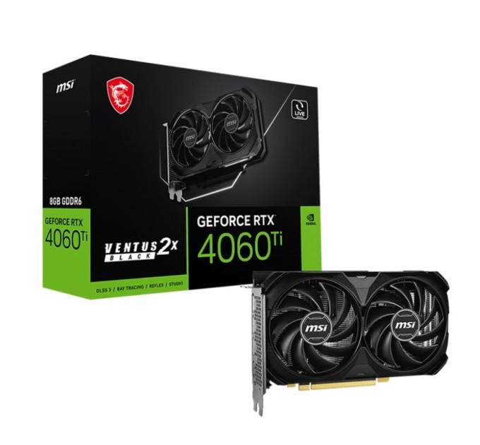 MSI Видеокарта GF RTX 4060 Ti  8GB GDDR6 Ventus 2X Black E1 MSI (GeForce RTX 4060 Ti 8G VENTUS 2X BLACK E1)