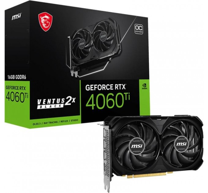 MSI Видеокарта GF RTX 4060 Ti 16GB GDDR6 Ventus 2X Black OC MSI (GeForce RTX 4060 Ti VENTUS 2X BLACK 16G OC)
