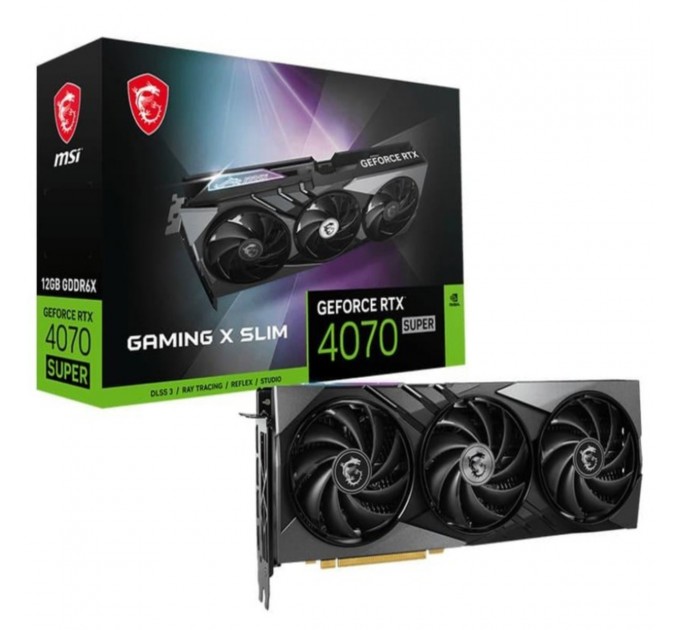MSI Видеокарта GF RTX 4070 Super 12GB GDDR6X Gaming X Slim MSI (GeForce RTX 4070 SUPER 12G GAMING X SLIM)