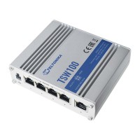 Коммутатор Teltonika TSW100 (TSW100000000) (industrial, unmanaged, 4xGE PoE,1xGE, IP30, ALU Case, 4 pin DC, max PoE 120W)