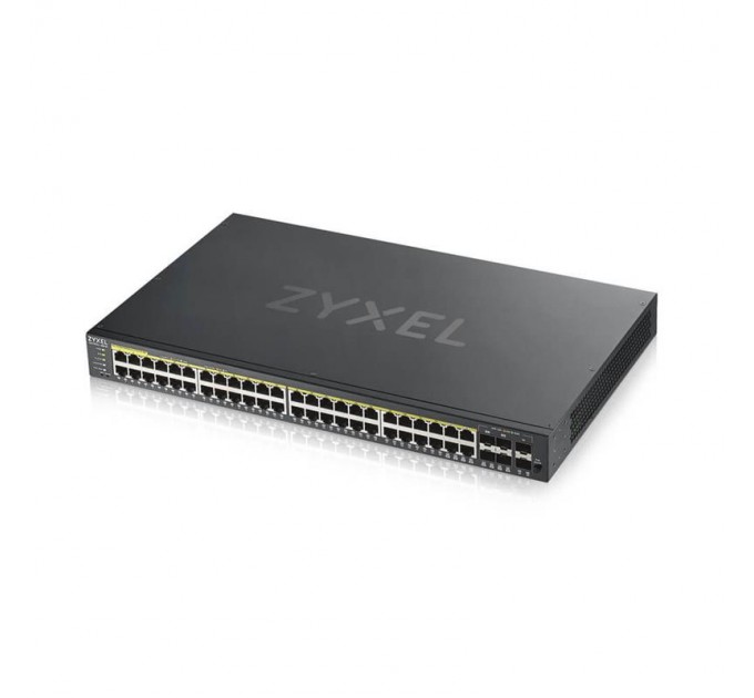 ZyXel Коммутатор ZYXEL GS1920-48HPv2 (GS192048HPV2-EU0101F) (44xGE, 4xGE/SFP, 2хSFP, 48хGE PoE, Max PoE 375W, Smart, NebulaFlex)