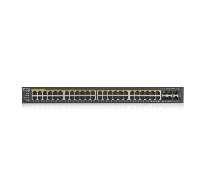 ZyXel Коммутатор ZYXEL GS1920-48HPv2 (GS192048HPV2-EU0101F) (44xGE, 4xGE/SFP, 2хSFP, 48хGE PoE, Max PoE 375W, Smart, NebulaFlex)