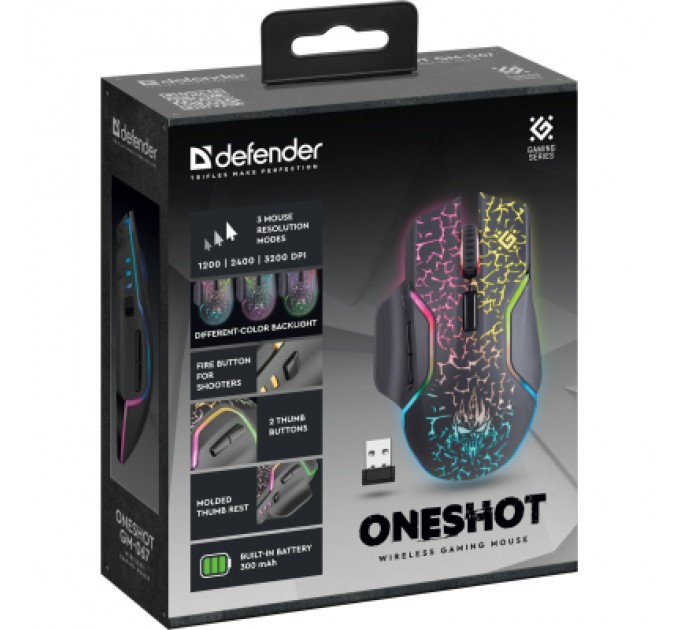 Defender Мишка Defender Oneshot GM-067 Wireless Black (52067)