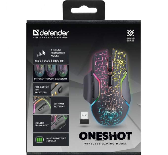 Defender Мишка Defender Oneshot GM-067 Wireless Black (52067)