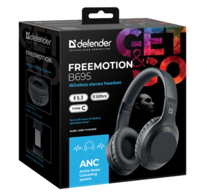 Defender Навушники Defender FreeMotion B695 Bluetooth ANC Black (63695)
