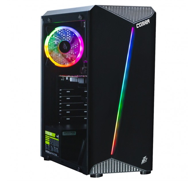 COBRA Персональный компьютер COBRA Advanced (I121F.8.H1S2.165.F8459); Intel Core i3-12100F (3.3 - 4.3 ГГц) / ОЗУ 8 ГБ / HDD 1 ТБ + SSD 240 ГБ / NVIDIA GeForce GTX 1650 4 ГБ / без ОП / LAN / Ubuntu / черный