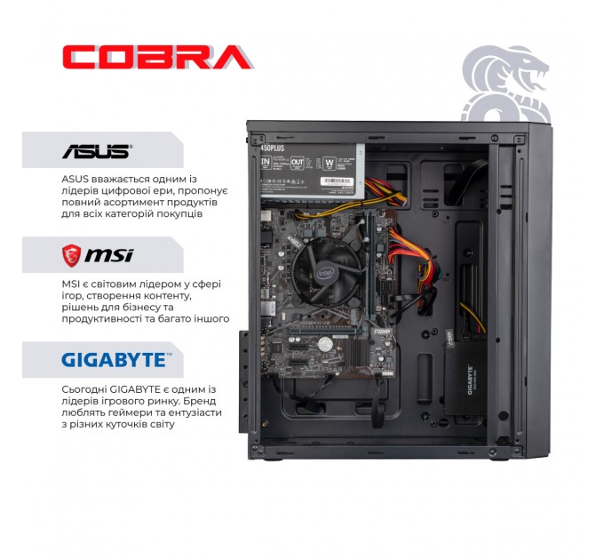 COBRA Персональный компьютер COBRA Optimal (I11.16.S2.INT.431); Intel Core i3-10100 (3.6 - 4.3 ГГц) / ОЗУ 16 ГБ / SSD 240 ГБ / INTEL UHD Graphics 630 / без ОП / LAN / Ubuntu / черный