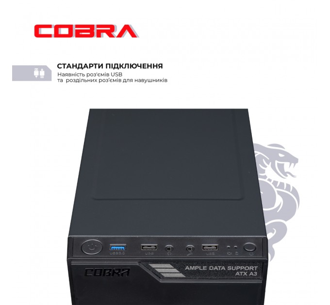 COBRA Персональный компьютер COBRA Optimal (I11.16.S2.INT.431); Intel Core i3-10100 (3.6 - 4.3 ГГц) / ОЗУ 16 ГБ / SSD 240 ГБ / INTEL UHD Graphics 630 / без ОП / LAN / Ubuntu / черный