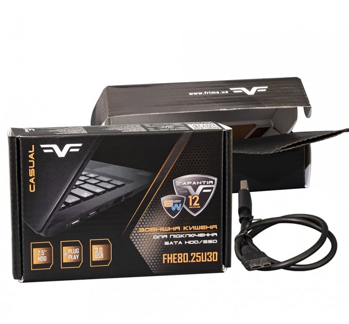 Frime Внешний карман Frime SATA HDD/SSD 2.5", USB 3.0, Plastic, Clear (FHE80.25U30)