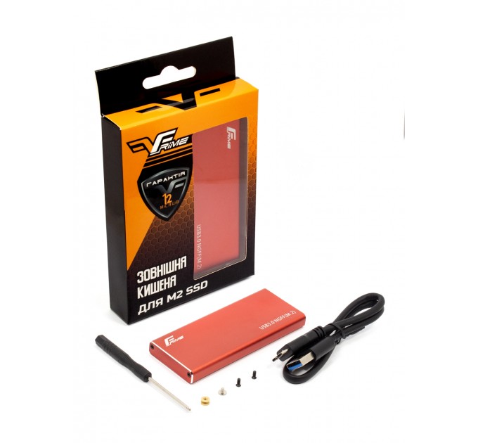 Frime Внешний карман Frime M.2 NGFF SATA, USB 3.0, Metal, Red (FHE203.M2U30)