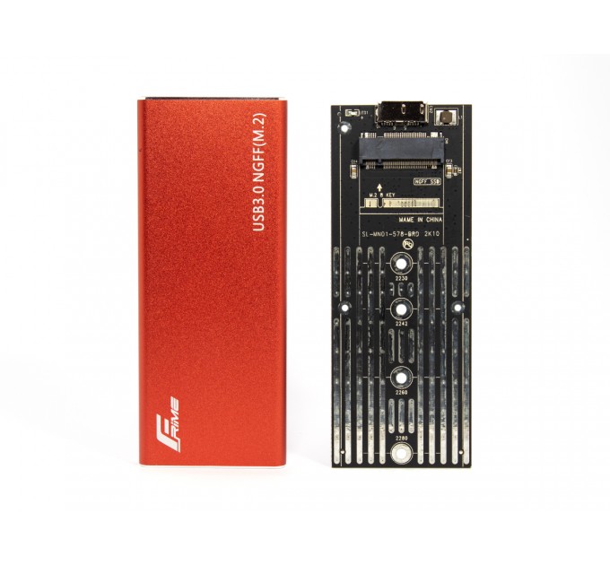 Frime Внешний карман Frime M.2 NGFF SATA, USB 3.0, Metal, Red (FHE203.M2U30)