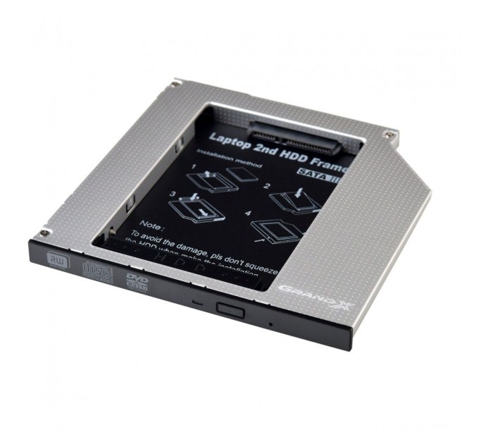 Grand-X Адаптер Grand-X для подключения HDD 2.5" в отсек привода ноутбука SATA/SATA3 12.7мм (HDC-25N)